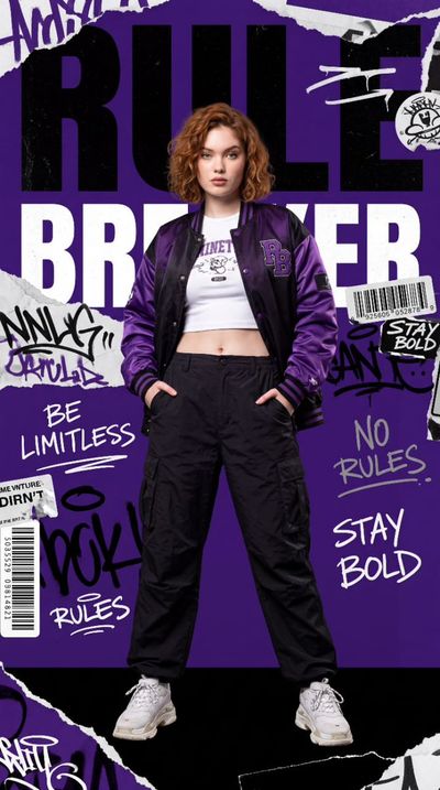A confident Korean woman in oversized streetwear dominates the frame