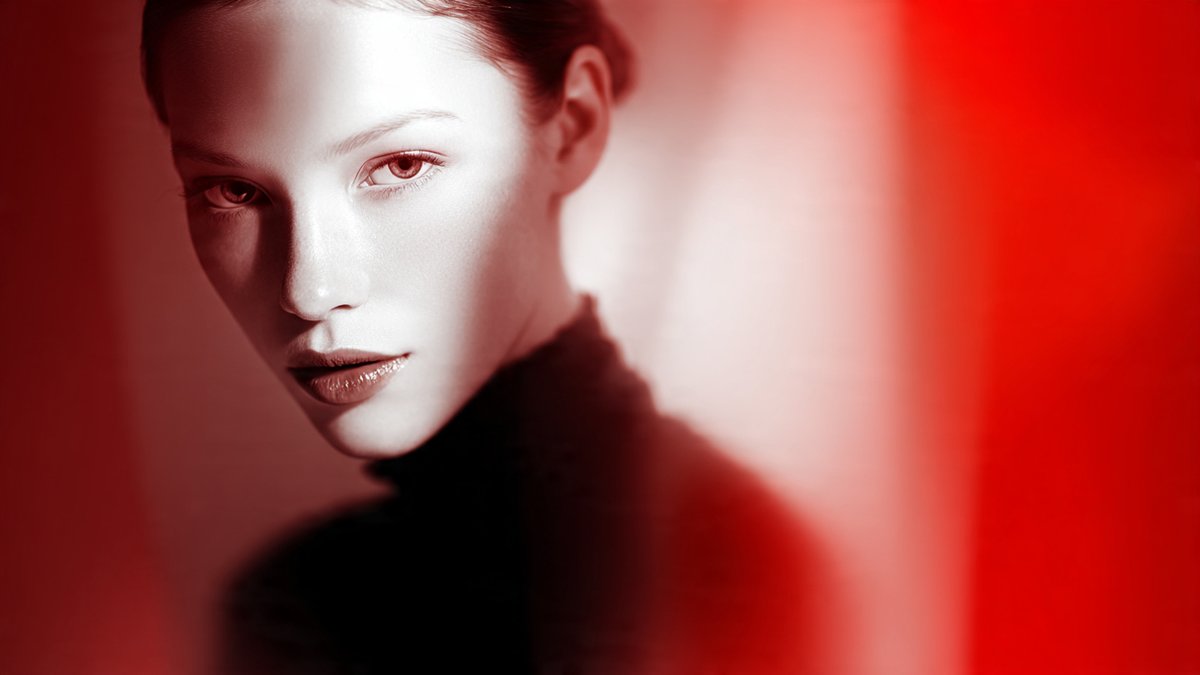 Striking Elegance: A Slavic Muse in Vibrant Contrast