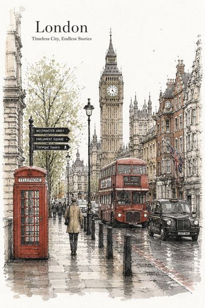 Urban Journeys: Iconic Cities in Watercolor Harmony