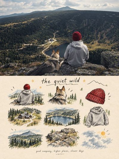 Split-panel poster pairs realistic photo with playful doodle memory grid