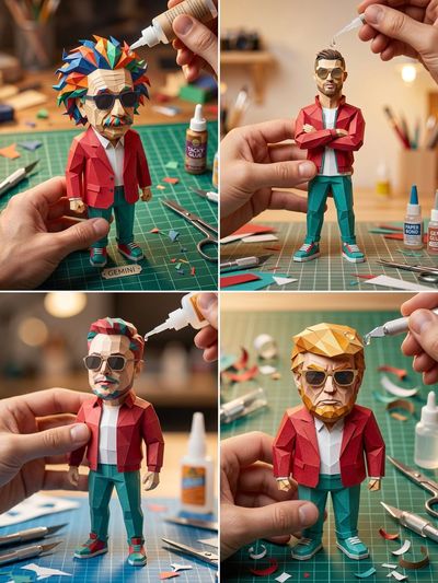 Intricate 3D Paper Craft Figurine on Artisan Workbench