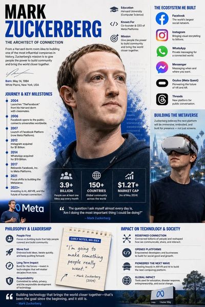 Tech CEO Infographic with Sleek Grid Layout