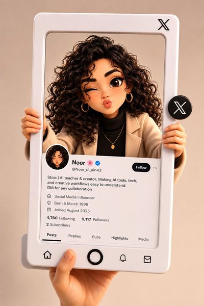 Pixar-style character pops from smartphone frame in beige coat