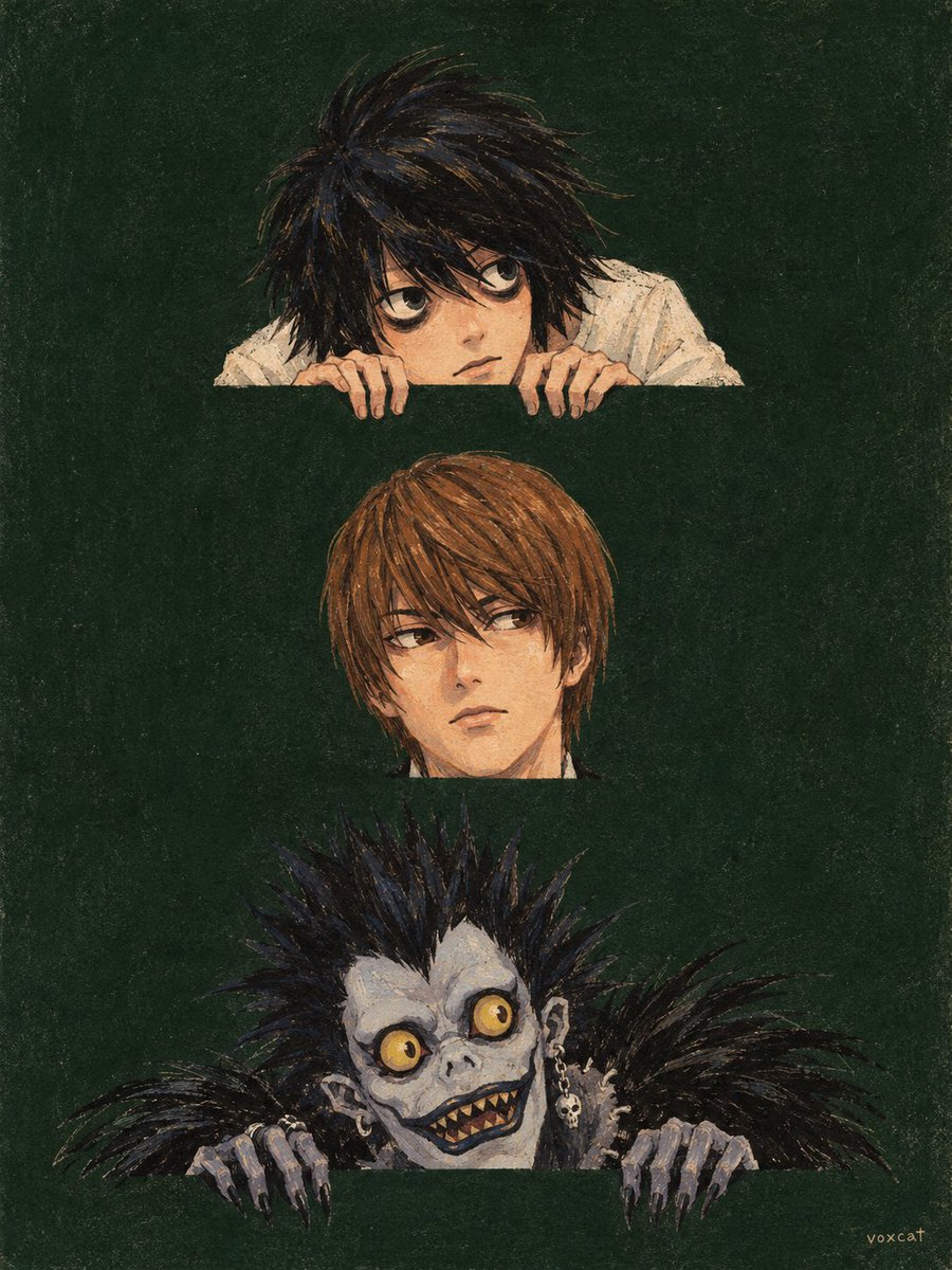 Three anime heads peek from a retro children's book cover