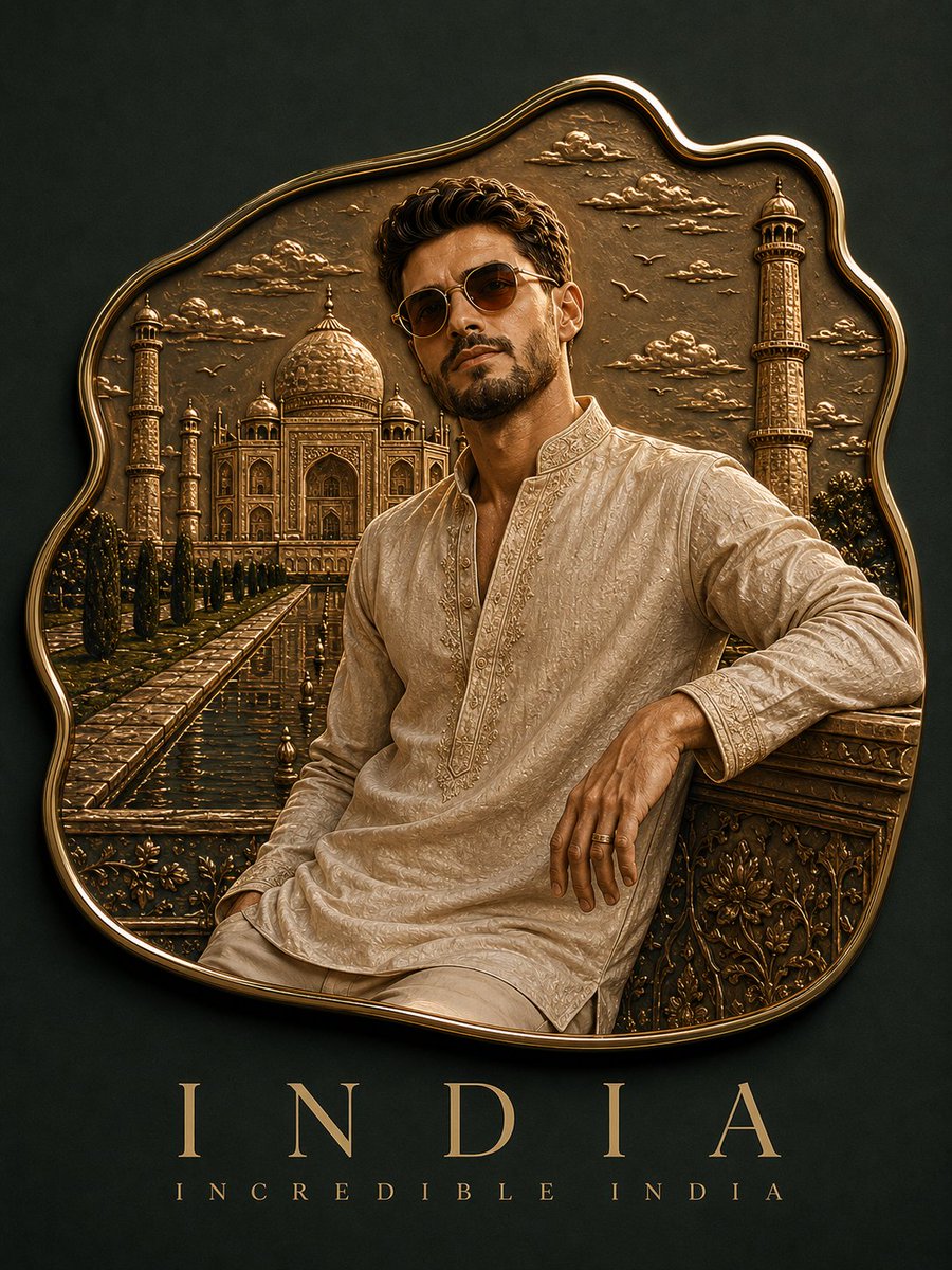 Emerald enamel Taj Mahal magnet with gold lettering