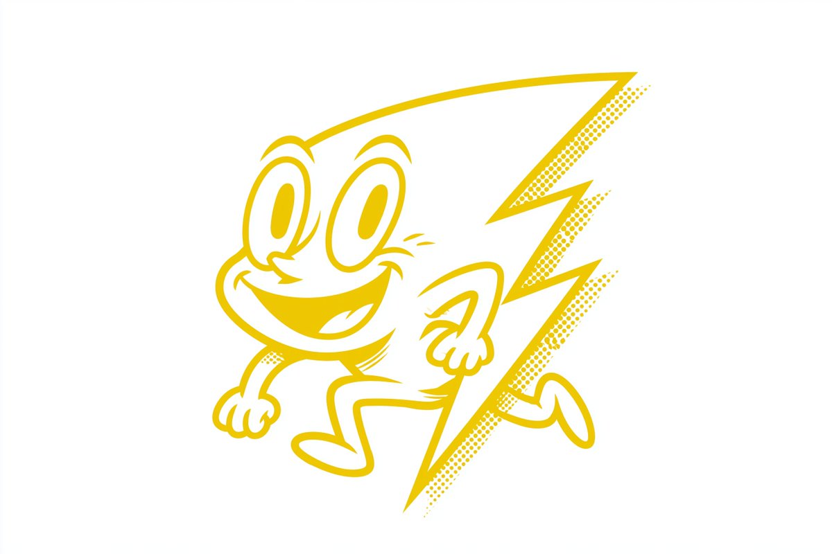 A cheerful fox mascot leaps against a clean white background