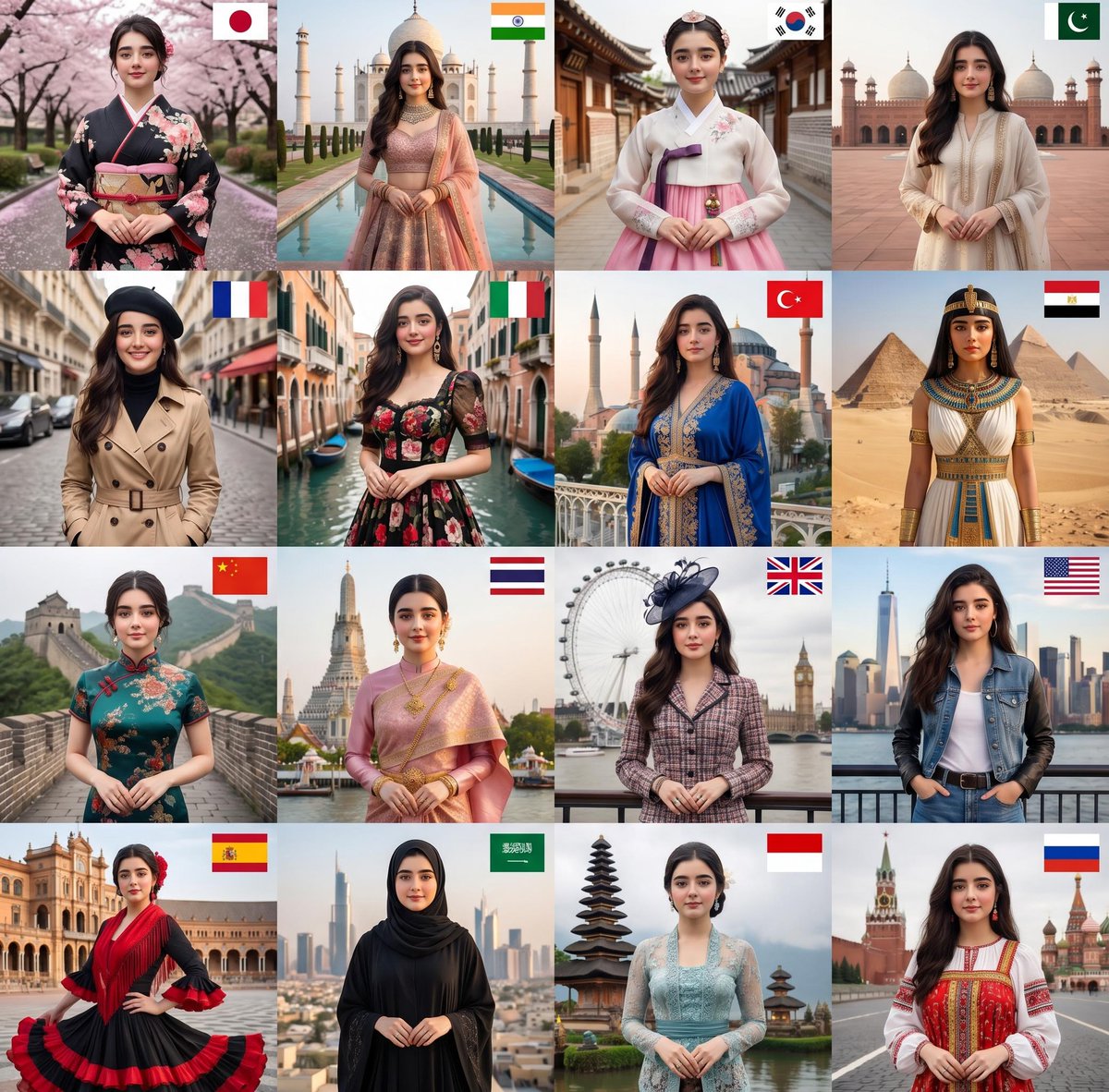 Global Elegance: 16 Nations, One Iconic Muse