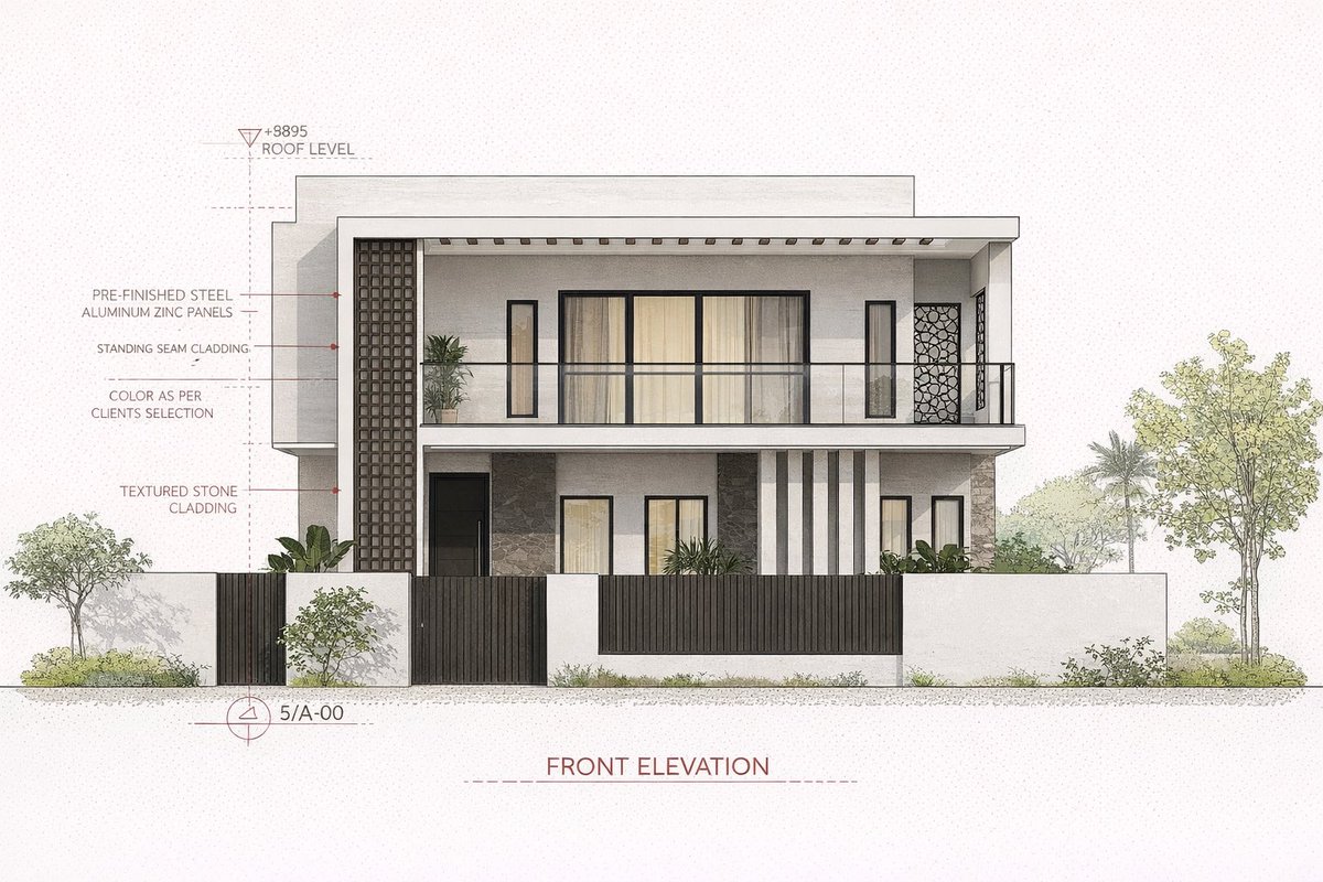 Sleek Modern Residence: An Architectural Elevation