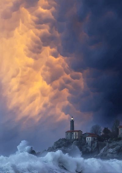 A Lighthouse Stands Against the Storm
