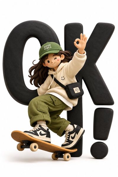 A clay character climbs a giant letter O in a playful pose