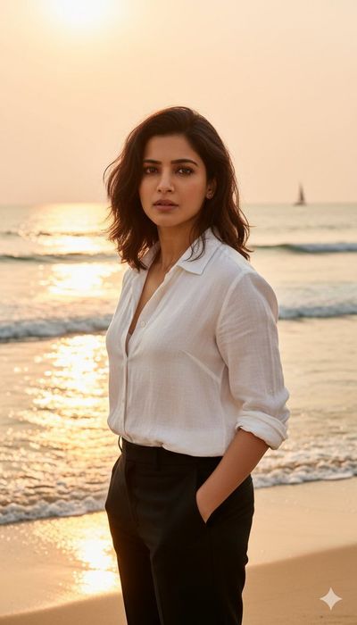 Golden Hour Serenity: Beachside Portrait