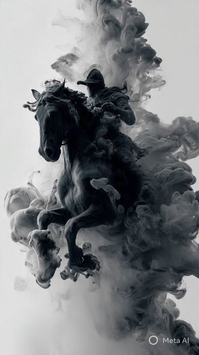 Knight Rising Through Ethereal Ink and Watermotion