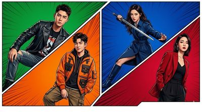Diagonal Drama: Four Heroes in Vivid Panels