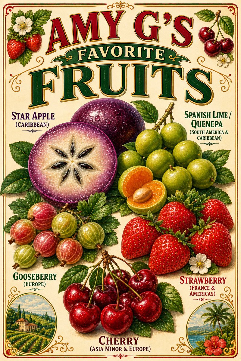 Vintage Fruit Crate Poster with Global Favorites
