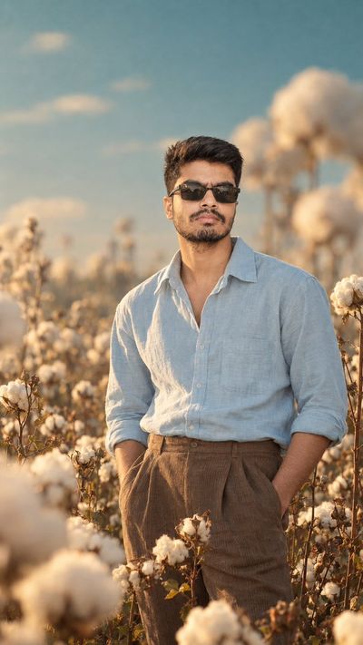 Golden Hour Elegance in a Dreamy Cotton Field Portrait
