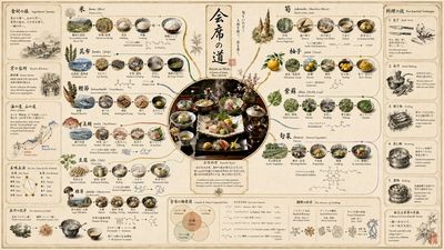 A gastronomic manuscript traces each ingredient's journey from origin to plate.