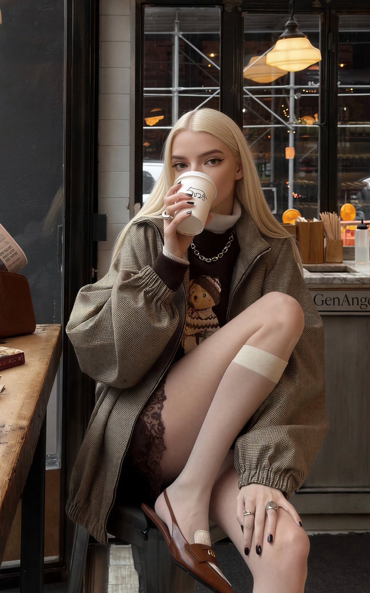 Chic Confidence in a Modern Café