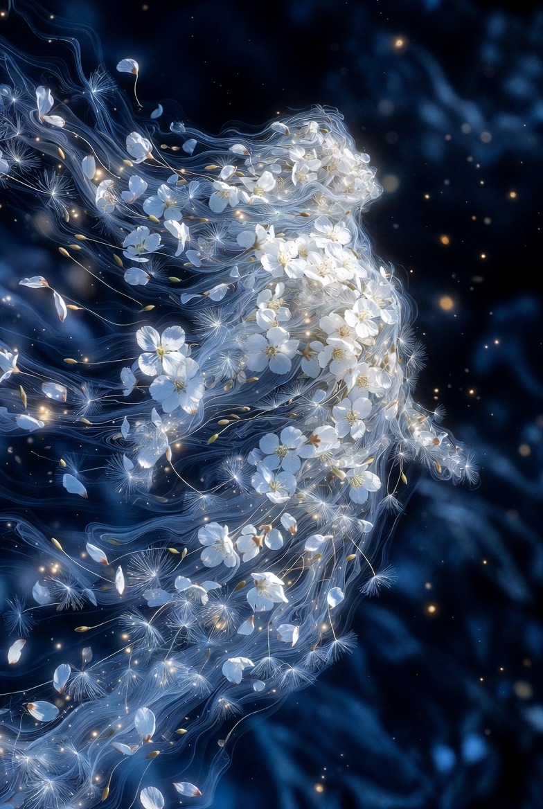 Ethereal Ascent: A Dance of Blossoms and Dreams
