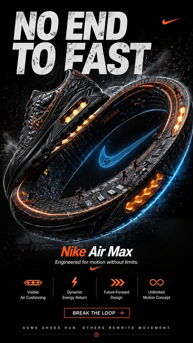 Möbius Motion: Nike Air Max Looping Into Infinity