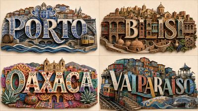 Four underrated cities become a dimensional wordscape logo