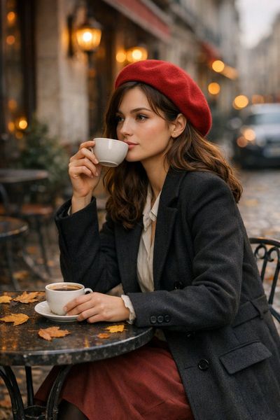 Autumn Reverie at a European Street Café