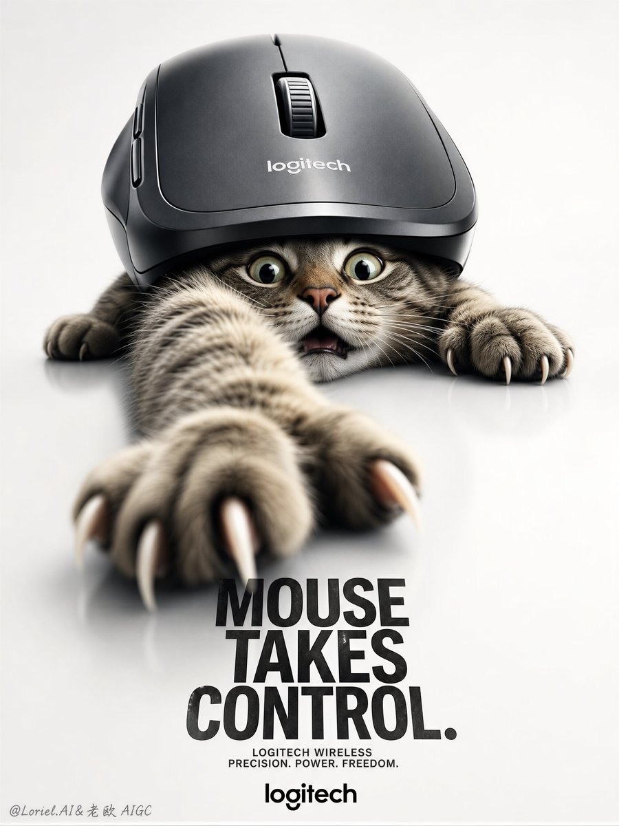 Logitech wireless mouse traps a shocked cat underneath