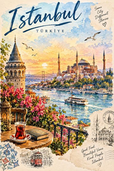 Sunlit Balcony Overlooks Istanbul's Bosphorus at Golden Sunset