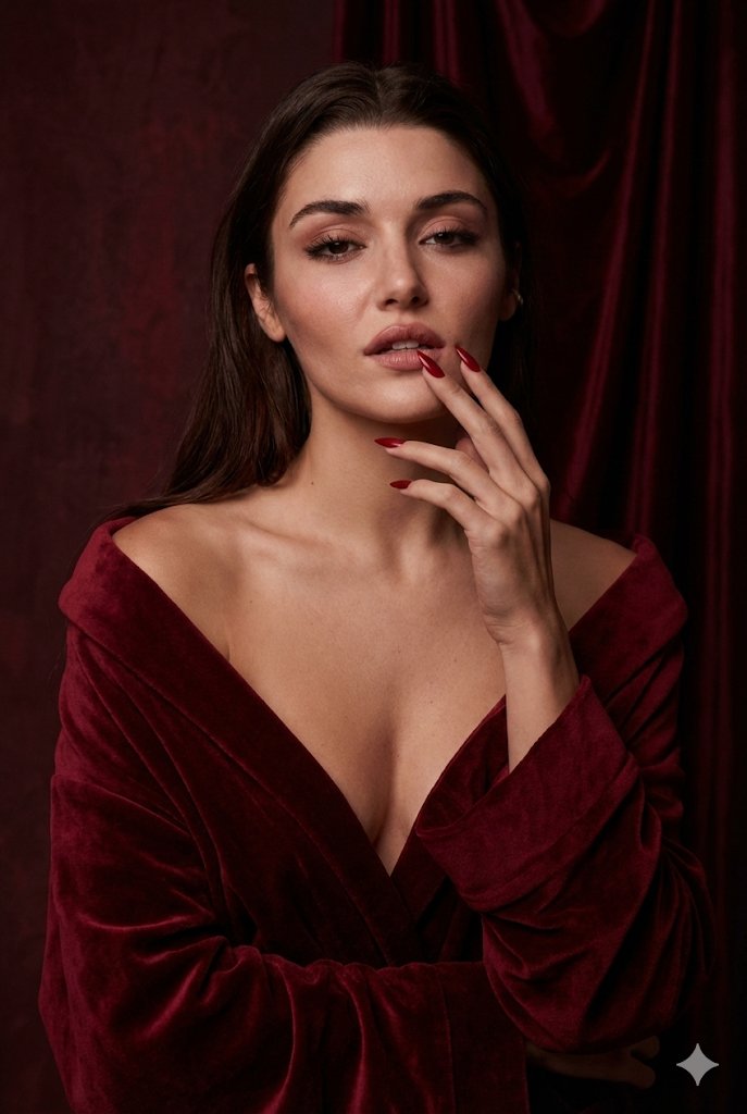 Crimson Allure: A High-Fashion Portrait