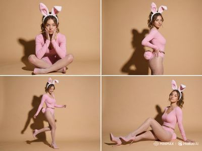 High-Fashion Bunny Chic in Bold Pink and Gold