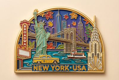 New York-Inspired Cloisonné Fridge Magnet Design
