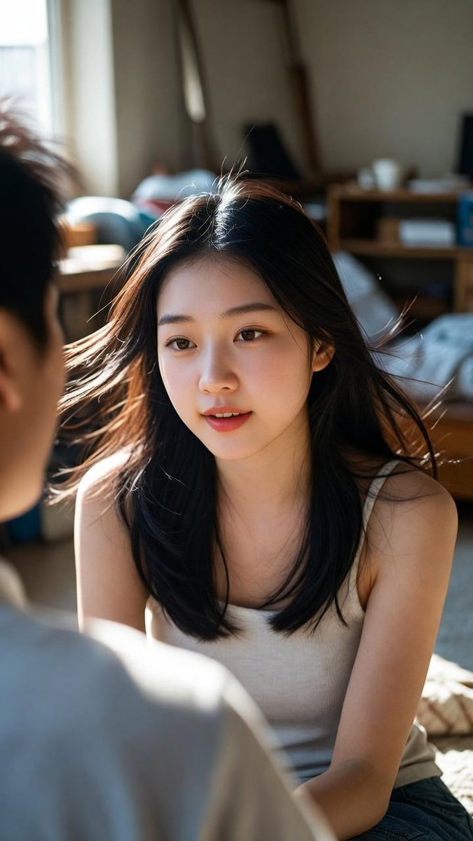 Natural Light Portrait of East Asian Woman in Modern Home