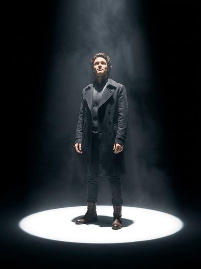 Cinematic Spotlight: Lone Figure in Dramatic Light