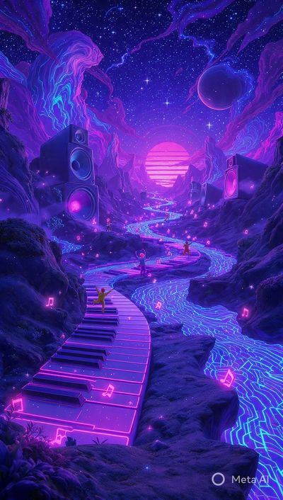 Symphony of Shadows in a Neon Dreamscape