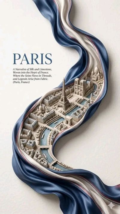 Miniature Paris Carved in Limestone Amid Silk Currents