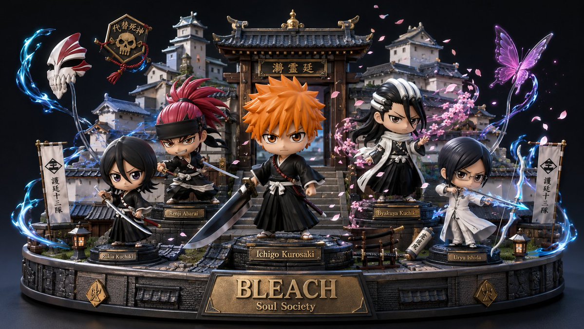 Ichigo Kurosaki stands heroically atop Soul Society's ruined gate