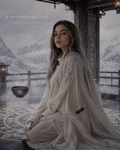 A woman in cream knit sits in seiza at a celestial ryokan