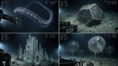 ROV lights reveal ghostly squid drifting through marine snow