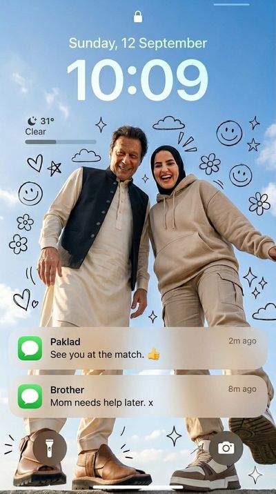 We pose for a viral iPhone wallpaper under blue sky