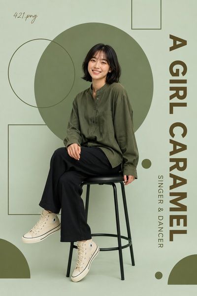 A cheerful young woman smiles warmly on a minimalist stool