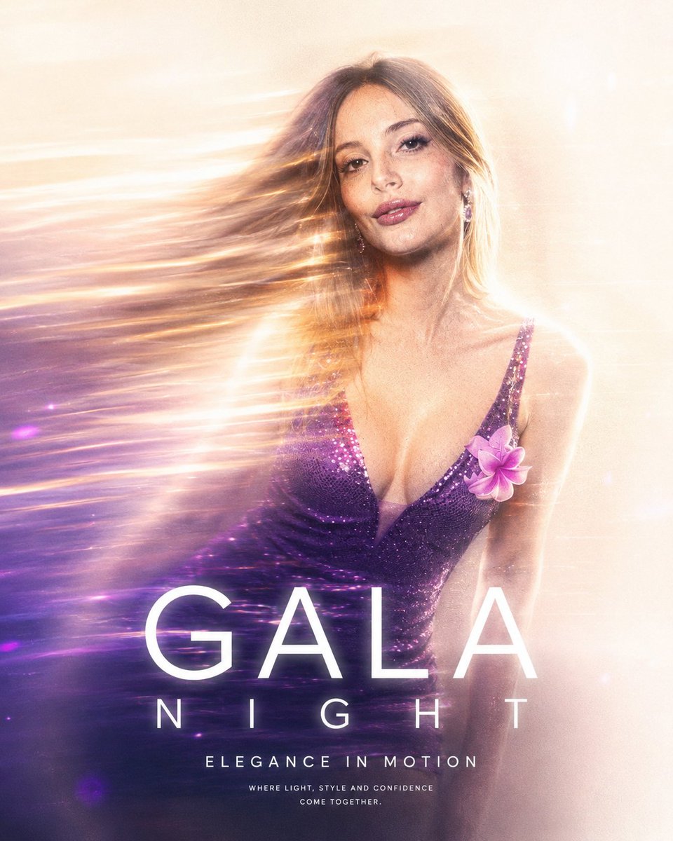 A sleek gala attendee dissolves into a luminous speed trail