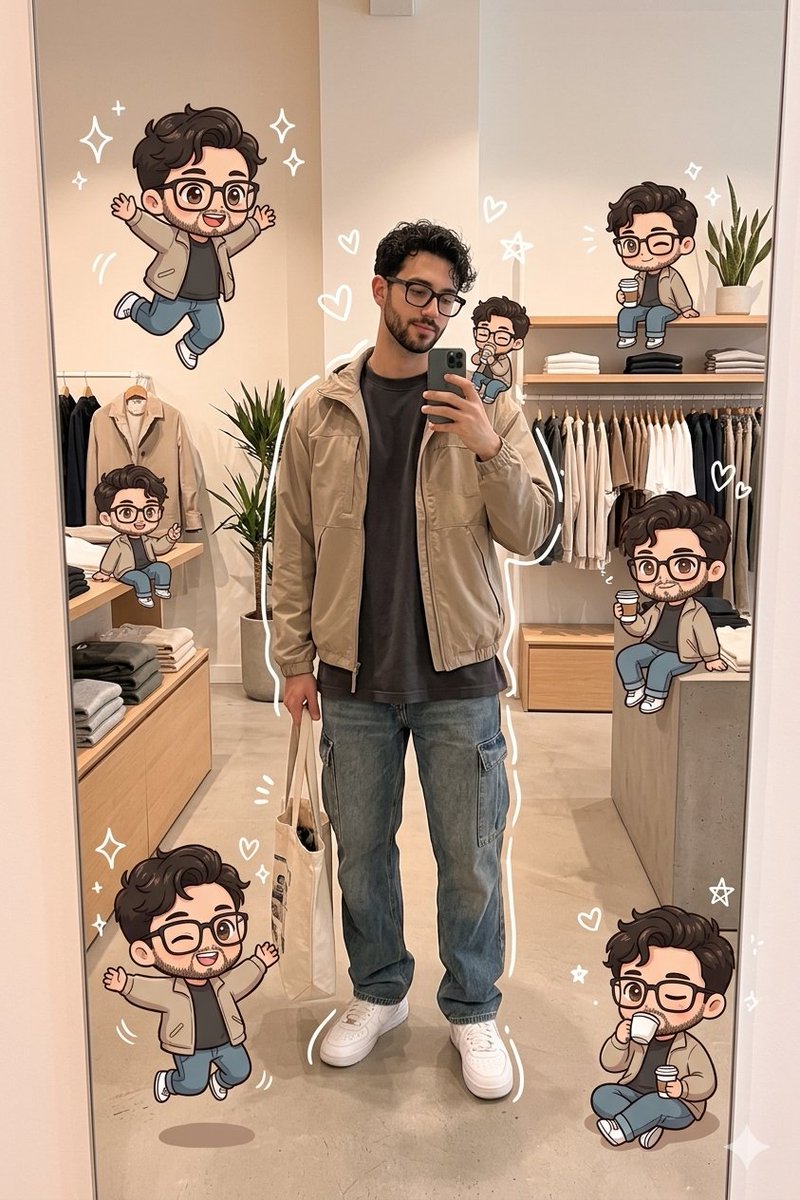Chibi Reflections in a Trendy Store