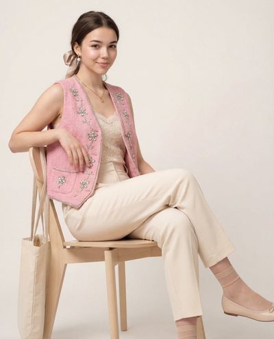 Elegance in Pastels: A Stylish Studio Portrait