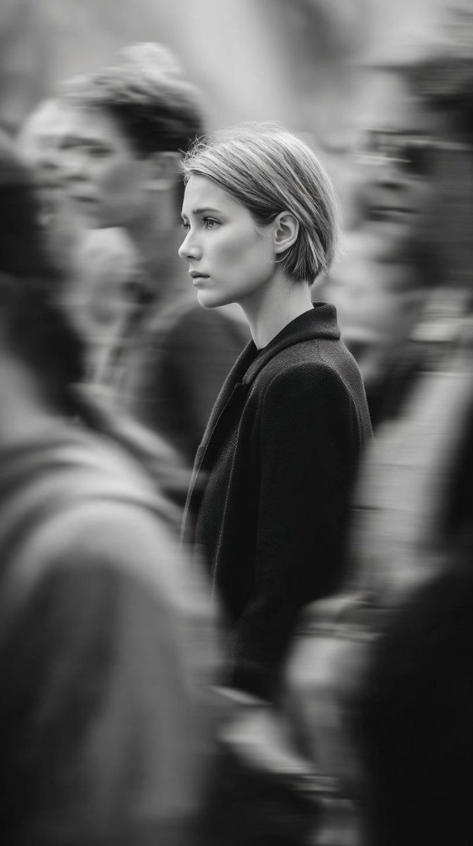 Monochrome Precision: Street Portrait in Quiet Motion