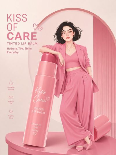 Monochrome Elegance: Pink Lip Balm Fashion Shoot