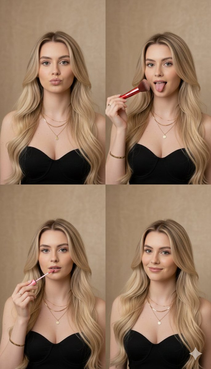 Glam Up: A Playful Four-Panel Transformation
