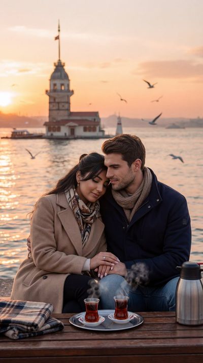 Sunset Serenity: A Romantic Encounter in Uskudar