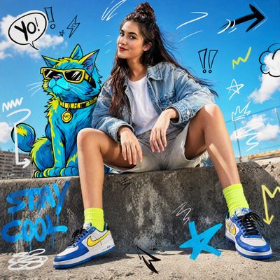 Urban Confidence Meets Cartoon Charm in Fashion Fusion