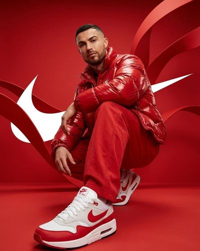Bold Urban Edge: Dominant Red Streetwear in Hyper-Real Detail