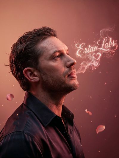 Elegant Masculine Portrait with Artistic Smoke