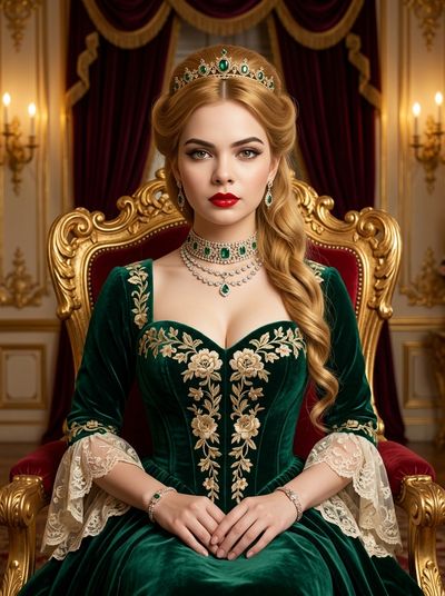 Emerald Queen Reigns in Gilded Palace with Regal Grace